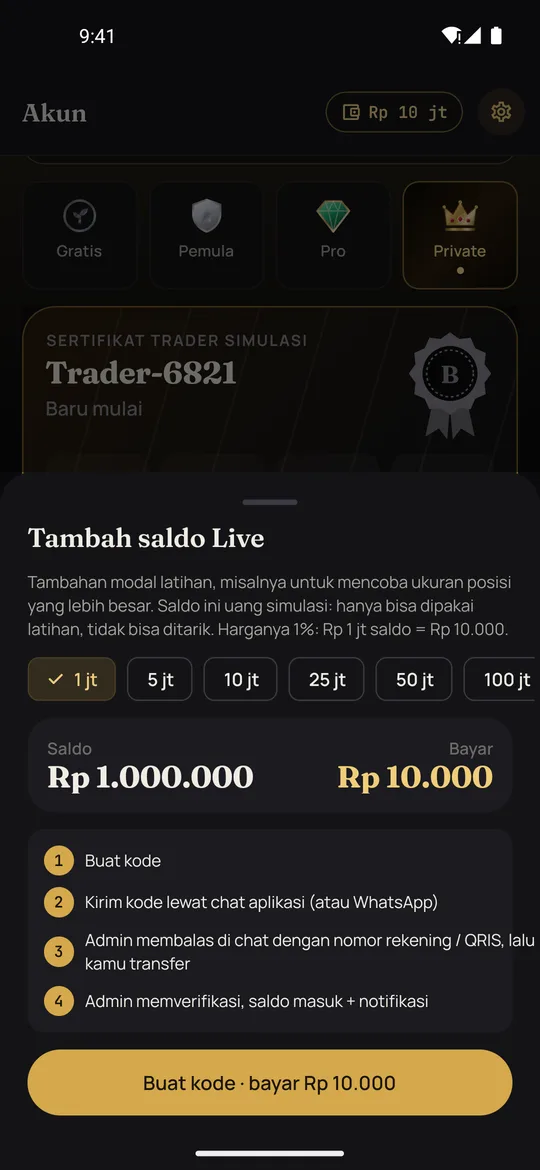 Tambah saldo latihan